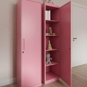 Keskeny irodai szekrény ALEX, 450 x 850 x 400 mm, Fresh Style: púderrózsaszín