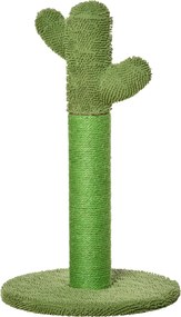 PawHut Felnőtt és Kiscica Karcolófa Kaktusz Formában, Zsineg és Fenyőfa Alap, 40x40x65 cm, Zöld | Aosom