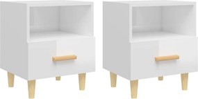 vidaXL 2 db magasfényű fehér éjjeliszekrény 40x35x47 cm