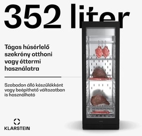 Klarstein Steakhouse húsérlelő szekrény, 352 L, antibakteriális, LED, érintésvezérlés, páratartalom szabályozása