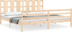 vidaXL tömör fa ágykeret fejtámlával 200 x 200 cm