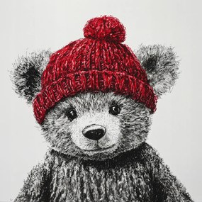 Canvas Vászonkép Mackó Játék Plüss Ölelő Sapka 80x80