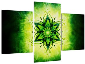 Kép - Virág mandala zöld háttérrel (90x60 cm)