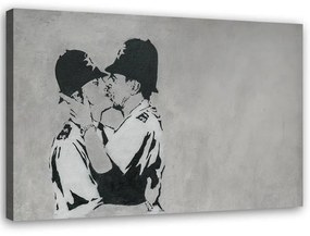 Gario Vászonkép Csókolózó rendorök, Banksy falfestmény Méret: 60 x 40 cm