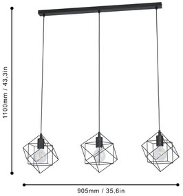 Eglo 43361 - Csillár zsinóron STRAITON 3xE27/60W/230V