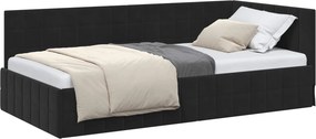 vidaXL Sarokágy keret fejtámlával Fekete 90 cm x 200 cm Bársony