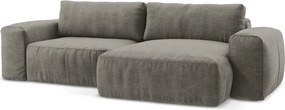 Szürke zsenília kinyitható sarokkanapé (jobb oldali-heverő résszel) Kuki – Makamii