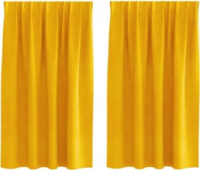 vidaXL Sötétítő függönyök 2 pcs Mustár sárga 140 x 140 cm Bársony