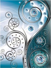 Fotótapéta Absztrakt Kék Örvények Fém Kerekek Vinyl 184x254 +ragasztó