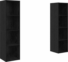 vidaXL TV szekrény garnitúra 2 pcs Fekete 37 x 37 x 142,5 cm Faanyag