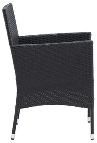 3 részes fekete polyrattan kerti étkezőgarnitúra párnákkal