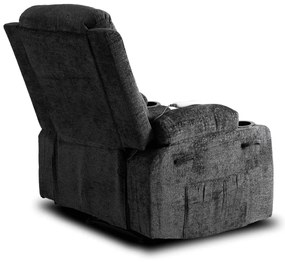 Elektromosan Vezérelhető Masszázsfunkciós Relaxfotel Vintage Fekete Szövet Kárpittal. BOX