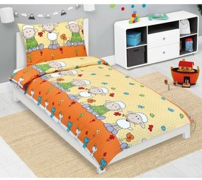 Bellatex Gyermek krepp ágynemű Bárány sárga, 140 x200, 70 x 90 cm, 140 x 200, 70 x 90 cm