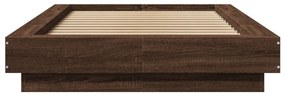 barna tölgyszínű szerelt fa ágykeret LED-del 100 x 200 cm
