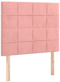 rózsaszín bársony LED-es fejtámla 100x5x118/128 cm