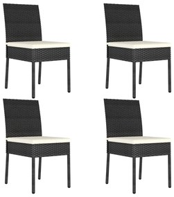 4 db fekete polyrattan kerti étkezőszék