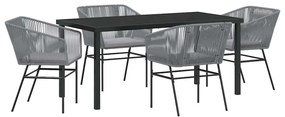 vidaXL Kert étkező szett párnával 5 pcs Szürke Porszórt acél
