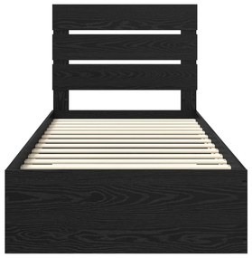 vidaXL Ágykeret fiókkal fejtámlával Fekete tölgy 90 x 190 cm Faanyag