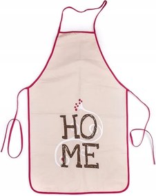 Konyhai pamut kötény Home bézs-bordó 50x76