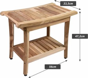 Fürdőszobai szék polccal DIVERO SECO teakfa kezeletlen