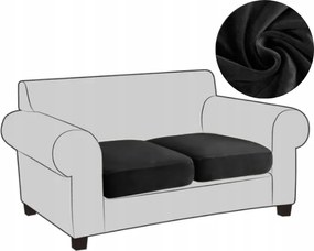 2X Kanapé Huzat Fotel Ülőfelület Háttámla Kanapé Velúr Plüss Fekete