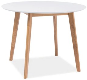 Étkezőasztal, fehér/tölgy, MOSSO II 100x100