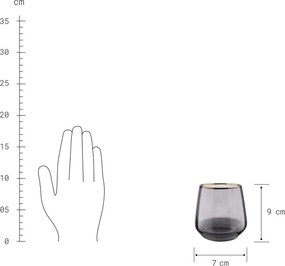 TOUCH OF GOLD vizespohár arany szegéllyel, szürke 345 ml, 6 db-os készlet