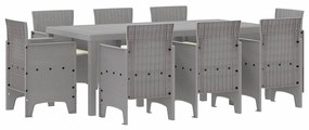 vidaXL Kert étkező szett 9 pcs Világosszürke Polipropilén