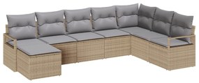8 részes kertibútor szett párnákkal bézs poli rattan, 2 személyes kertibútor tárolóval és párnákkal bézs poli rattan