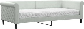 vidaXL világosszürke szövet kanapéágy matraccal 90 x 200 cm
