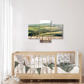 Kép - Fa polc tájképi elemekkel (90x60 cm)