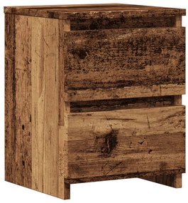 2 db antik fa színű szerelt fa éjjeliszekrény 30 x 30 x 40 cm