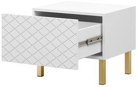 Scalia II 50 1SZ éjjeliszekrény készlet 2 db - fehér matt / arany lábak