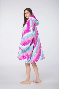 báránybunda hatású kapucnis, ujjas pléd AURORA színes