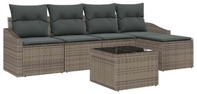 vidaXL Kanapé Szett párnával 6 pcs Szürke polirattan