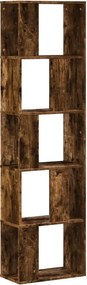vidaXL 5 szintes füstös tölgy szerelt fa könyvespolc 45x23,5x162,5 cm
