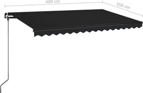 Antracitszürke kézzel kihúzható napellenző 400 x 350 cm
