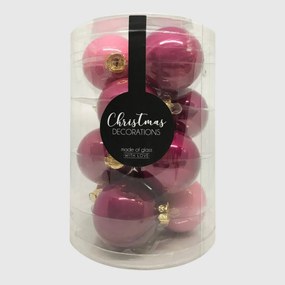Jolly Spirit rózsaszín üveg karácsonyi gömb szett 12*6cm