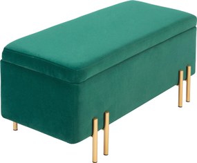 HOMCOM Kárpitozott Tárolópad, Velúr Hatású Kárpitozás, Tároló Szekrény Fém Lábakkal, Lábzsámoly a Nappaliba, Hálószobába, Előszobába 100 x 40 x 42 cm,