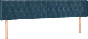 vidaXL sötétkék bársony szárnyas fejtámla 203x16x78/88 cm