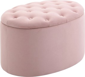 HOMCOM Tároló Pad Puff Béléses Velúrtapintás, Ovális Tárolódoboz, Tárolópad Nappaliba, Hálószobába, Előszobába 71 x 52 x 42 cm, Rózsaszín | Aosom