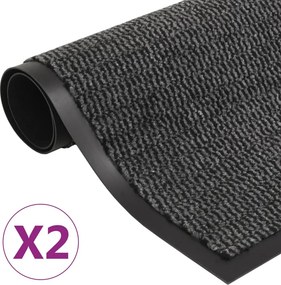 vidaXL 2 db antracitszürke négyszögletes szennyfogó szőnyeg 40 x 60 cm