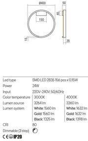 Redo 01-2819 - LED Dimmelhető fali lámpa FEBE LED/24W/230V fekete