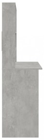 betonszürke szerelt fa íróasztal polcokkal 102 x 45 x 148 cm