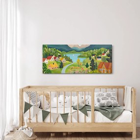 Kép - Falu a hegyekben (120x50 cm)
