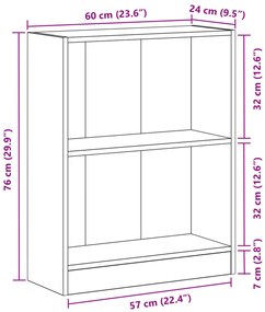 Könyvespolc Fekete 60x24x76 cm Műanyag
