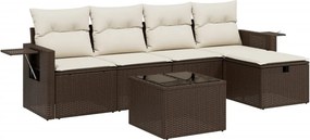 vidaXL 6 részes barna polyrattan kerti ülőgarnitúra párnával
