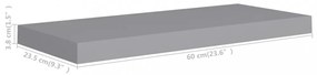 szürke MDF lebegő fali polc 60 x 23,5 x 3,8 cm