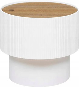 Dohányzóasztal tárolórekesszel, kerek, fehér Ø38,5cm