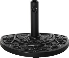 Outsunny 9 kg-os kerti napernyő állvány virágmintával, félkör alakú napernyő tartó, állvány 35/38/48 mm átmérőjű pólushoz, erkélyre, teraszra, kertbe,